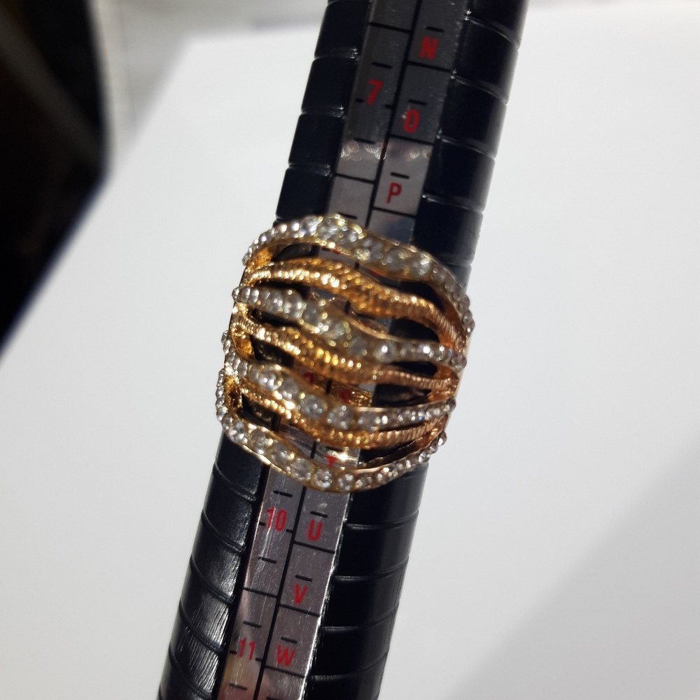 NEW Multi Band Gold Plated Layered Ring with CZ - Picture 4 of 7